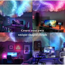 Lampu Malam Awan 3D dengan Mode Sinkronisasi Musik - Hadiah Hari Valentine, Kit DIY Strip LED RGB Pintar, Bertenaga USB, Dapat Dipasang di Dinding/Langit-langit, Bentuk yang Dapat Disesuaikan untuk Suasana Romantis, Pencahayaan Ambient yang Berubah Warna, Desain Lengkung Halus, Cocok untuk Kamar Tidur, Ruang Bermain, Dekorasi Pesta, dan Kejutan Hari Valentine (Awan Perlu Dibentuk Secara Manual) - Putih - View 7