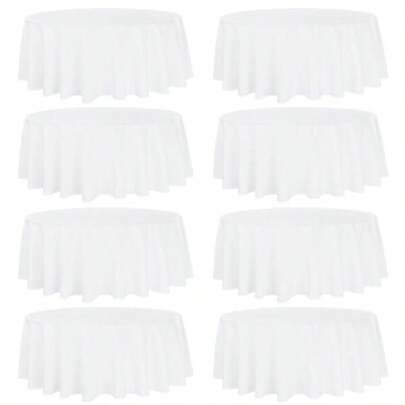 8 Pack Round Tablecloth 90 Inch Round Table Covers Bulk Washable Polyester Fabric Round Table Clothes For Wedding Party Reception Banquet Buffet Restaurant White 90 Inch