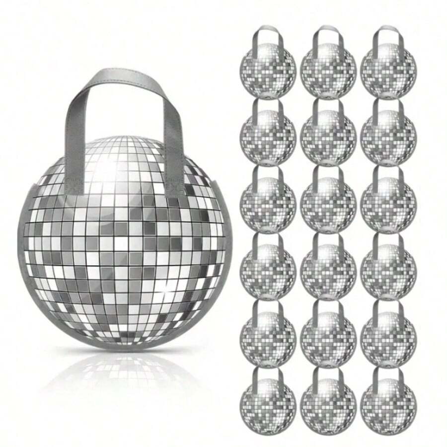 3/6/12pcs Disco Ball Gift Bags - Dancer Themed Party Favors, Suitable For Weddings, Birthdays, Ladies Parties, Halloween, Christmas Decorations (Silver), Holiday Event Accessories, Retro Sphere Design, Sturdy Tote Bags - Multicolor - View 1