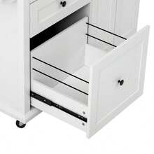 Mobile Kitchen Island On Casters With Extendable Dining Table, Kitchen Cart With Multifunctional Drawers, Ideal For The Kitchen And Dining Room (Black) - White - View 11