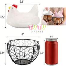 Cesta De Huevos Para El Hogar Y La Cocina, Cesta De Almacenamiento De PláStico Con Tapa, Cesta De Almacenamiento De Hierro Para Verduras, Cesta De Almacenamiento Para Frutas Y Verduras, Cesta De Metal - Blanco - Ver 2