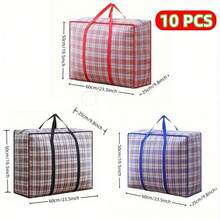 1个学生搬家袋，防水分类袋，加厚行李袋，搬家打包袋，加厚防水，大容量行李收纳袋，结实编织袋，装饰收纳袋，节日装饰收纳盒，适用于搬家、衣物和家居用品，颜色随机 - 彩色 - 查看 10