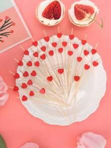 100 que xiên tre hình trái tim màu hồng dùng cho cocktail, trang trí bánh, xiên trái cây, xiên salad, xiên món khai vị, thích hợp cho đám cưới, tiệc tùng, Ngày Valentine, sinh nhật, Ngày của Mẹ. - Nhiều màu - Xem 5