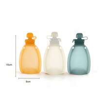 Túi đựng thức ăn dặm cho bé, túi silicon tái sử dụng 120ml, sản phẩm dạng bóp tiện dụng, phù hợp cho trẻ mới biết đi, túi đựng thức ăn dặm bằng silicon có thể tái sử dụng, giặt được và có thể đông lạnh. - Nhiều màu - Xem 6
