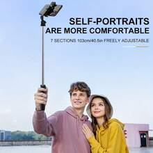 Gậy selfie điện thoại di động có thể kéo dài 40 inch chất lượng cao, chống rối, chân đế tripod điện thoại thông minh kèm điều khiển từ xa không dây, xoay 360°, tương thích với điện thoại thông minh /Android, lý tưởng cho kỳ nghỉ hè, du lịch, hoạt động ngoài trời, phát trực tiếp, ghi hình ổn định, vlog. Thích hợp làm quà tặng sinh nhật cho nữ, tiệc tùng, lễ kỷ niệm. - Đen - Xem 3