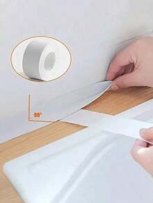 1 Roll Of Waterproof White PVC Self-Adhesive Tape -Perfect For Bathroom, Sink & Kitchen -Super Strong Stickiness! Home Bathroom Decor Fall Decor Back To School - 白色 - 查看 5