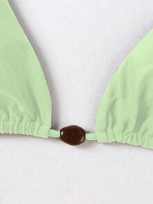 Women's Sexy Solid Green Bikini Swimsuit, European And American Style, Suitable For Beach, Vacation, Party, Spring/Summer - Green - View 4