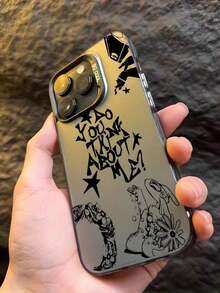 Black Graffiti Phone Case Compatible With  16/16 Plus/16 Pro/16 Pro Max,  15/15 Plus/15 Pro/15 Pro Max,  14/14 Plus/14 Pro/14 Pro Max,  13/13 Pro/13 Pro Max,  12/12 Pro/12 Pro Max,  11/11 Pro/11 Pro Max,  7/8 Plus,  Xr/Xs Max Waterproof Shockproof Anti-Fall Scratch Resistant - Style 2 (1 PC) - View 2