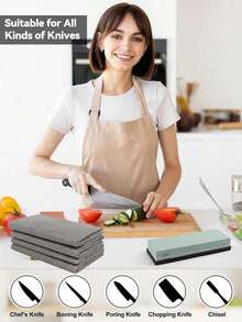 1/3/8pcs Knife Sharpener Set, Double-Sided Sharpener, 400/1000/3000/8000 Grit Whetstone, Suitable For Blades, With Angle Guide, Non-Slip Base And Leather Scraper