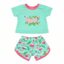 18" American Girl Doll Summer Short Sleeve Pajama Set, Bald Doll With Shorts Outfit - Multicolor - View 14