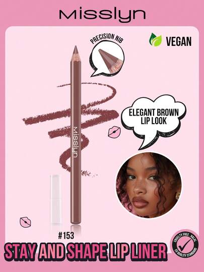  MISSLYN Long-Lasting Shaping Lip Liner, Lip Makeup, Long-Lasting Color, Wooden Pencil, Precise Tip, Creates Full Lip Makeup, Plump Lips, 3D Dimensional Makeup Effect