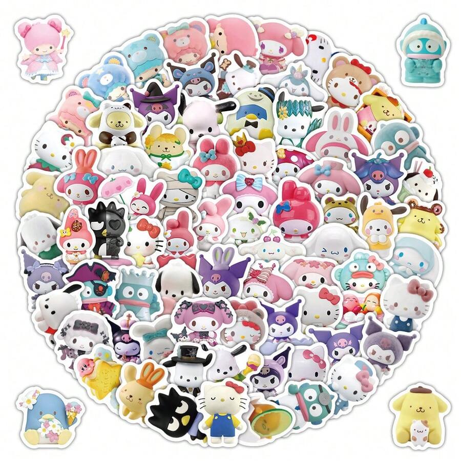 104 Sheets Cute Sanrio Doll Character Stickers Adorable Themed Decals For Journal DIY Craft Decor - 104PCS - View 1