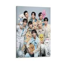 Framed Stray KPOP Boy Group Poster Canvas Wall Art Wall Hanging Birthday Party Background Banner For Living Room Bedroom Dorm Decoration - Multicolor - View 2