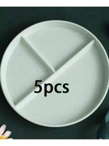 10个/5个/1个套装圆形分隔盘微波炉食品盘水果沙拉托盘厨房，节日，婚礼，生日派对餐具；家庭聚会自助餐盘，派对用品 - 彩色 - 查看 16