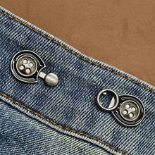 1 Pair Of No-Sewing Buttons, Adjustable And Removable Waist Button For Jeans, Skirts, Trousers - Great Tool To Change Waist Size Without Making Holes - 彩色 - 查看 2