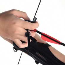 1 Set Outdoor Archery Gear (Arm Guard + Finger Tab), Archery Practice And Competition Equipment - Black - View 3