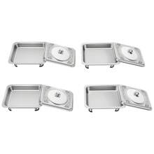 SHIOUCY 4PCS Rectangular Chafing Dish Stainless Steel Chafer Pans With Lids Heat-Retaining Buffet Serving Trays For Catering And Banquet - Silver - View 3