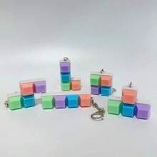 单手四键机械键盘减压测试器，马卡龙造型手指捏合钥匙扣，减压玩具，包包挂件，礼品 - 彩色 - 查看 5