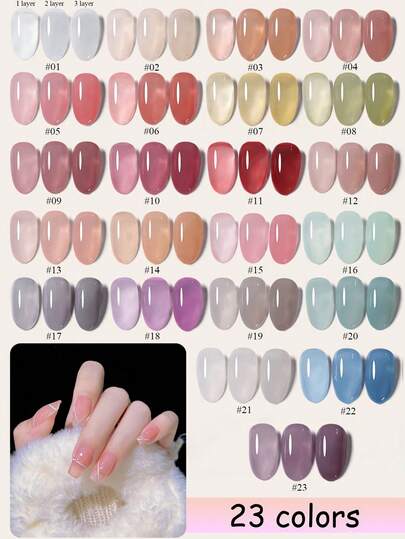 2026春夏新款流行果冻冰透明裸色凝胶指甲油套装，适合美甲沙龙和DIY，情人节女士礼物