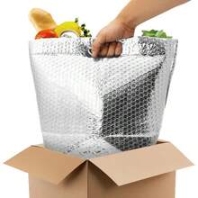 Insulated Foil Bag With Handles, 12 X 10 X 9 Inches. 5 Pack Thermal Bags For Frozen Food. Metallized Foil Insulated Box Liners With Bubble Cushion. Insulated Shipping Bags For Food, Cosmetics,Pack Of 5 Box For Shipping Frozen Food, 12 X 10 X 9 Inches. Thermal Liner For Boxes Is A Must-Have For Anyone On The Go. Easy To Carry With Its Handy Handles, Thermal Insulated Bag Is Perfect For Your Daily Lunch, Making Meal Times Stress-Free And Enjoyable. - 銀色 - 查看 2