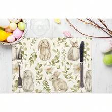 1/2/4/6/8/300 Pcs Luxury Placemat Set, Featuring Modern Minimalist Easter Bunny Pattern Design. Size: 12*18 Inches/30*45 Cm, Multiple Patterns Available, Suitable For Easter Dining And Home Decor. - Multicolor - View 12