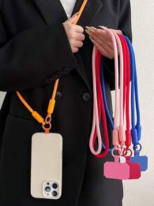 1pc Pineapple Shaped 8cm Double Buckle Lanyard Strap, Colorful Polyester Phone Hanging Cord