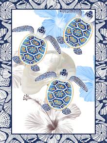 Pareo In Silk Fabric | Versatile Beach Wrap And Cover-Up For Casual Holidays, Elegant, Elegant, Beach Fabric - TURTLE001 - 查看 2