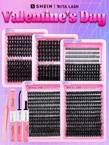 RITALASH 260Pcs 5 Nature Styles Lash Clusters Kit, 150D/ 200D/ Spike+150D/ 60D/ 80D Eyelash Clusters Extensions With Everything You Need For Beginners And Proficient, Beayty At Home Easily - Black - View 1