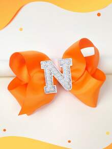 1pc 5 Inch 26 Letters A-Z Pearl Letters Personalized Back To School Ponytail Girl Hair Bow Teenagers Girl Hair Bows With Clips For Festivals Party School Girls Graduation Season Hairgrips For First Day Of School Classroom Girls Students,Teenagers Hair Accessories - 橘色 - 查看 28