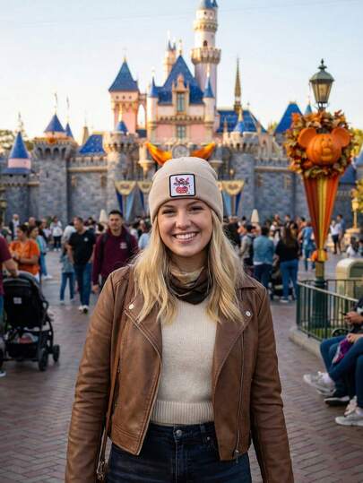  1pc Disney Official Authorized Stitch Label Knit Beanie Hat, Unisex, Warm And Windproof, Suitable For Wearing In Autumn/Winter, Halloween, Outdoor Daily Use, Elastic And Lightweight, Suitable For Both Men And Women