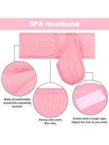 4/3/2/1 Pcs Headbands, Makeup Headbands, Stretchy Terrycloth Headbands, Suitable For Sports, Yoga, Shower, Adjustable SPA Facial Care Headbands, Shower Makeup Headbands With Soft Towel Women Hair Accessories - Pink - View 4