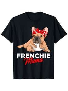 Frenchie Mama French Bulldog Dog Mom Girls Women T Shirt - 黑色 - 查看 1