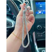 1条时尚水钻手机挂绳，带钥匙扣，女士款，闪亮钥匙包挂饰，配有腕带，可爱哥特风Y2K配饰，时尚书包和汽车装饰，别致日常礼物纪念品，兼容安卓和大多数智能手机，送给母亲、家人、朋友、孩子、生日、节日的礼物 - AB Color - 查看 4