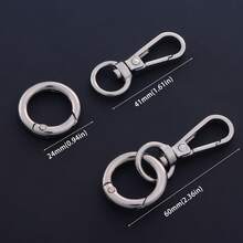 2pcs Swivel Clasps, Metal Lobster Claw Clasps With Keyring, For Keychain, DIY Crafts - Silver - View 4