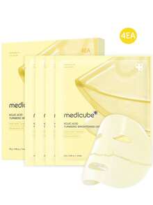 Medicube 4件組 KOJIC 酸與薑黃亮白凝膠面膜，美白修護黑斑、均勻膚色、保濕，輕盈凝膠質地，適合所有膚質，新手友善，女性日常使用，韓系化妝品，禮品 - KOJIC ACID TURMERIC BRIGHTENING - 查看 11