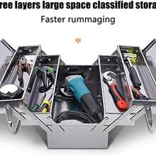 Caja de Herramientas de Metal Plegable, Organizador de Herramientas Multifuncin 3 Capas y 5 Bandejas para el Hogar, Taller de Reparaciones - 350 - Ver 4