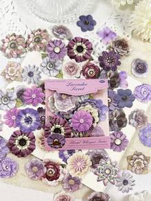 50pcs/Pack Vintage Fabric Flower Stickers, Hard Card Stickers For Scrapbooking, DIY Crafts, Photo Album, Diary Decoration - Multicolor - View 14