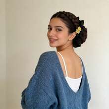 女士凌乱发髻发夹，凌乱波浪卷发发髻接发，蓬松盘发发髻夹式合成假发马尾接发