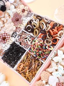 960pcs/Set Kawaii Brown Hair Accessories Set, Includes Butterfly, Flower, Bow Hair Clips And Brown Elastic Hair Ties - Suitable For Girls And Women, Practical For School, Events, Parties, Daily Hairstyles, Also Great For 2026 New Year Gifts, Valentine's Day Gifts, Claw Clips - Multicolor - View 8