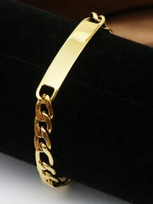 1pc Stainless Steel Bracelet, Gold Color, 4mm/5mm/6mm Width, 20cm Length, Unisex - Gold - View 6