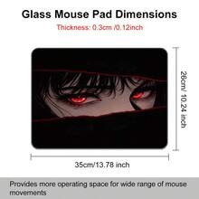 Gothic Glass Mouse Pad-Dark Anime Girl With Red Eyes Hard Mousepad For Gaming, Fluid Control, Durable 3mm Thickness-Anti-Scratch Nano Coating, Crystal Glass With Precision And Speed, Zero Frictio - Gb035 - View 10