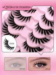 7 Pairs Fox Eye Lashes Eye Elongated Eyelashes Faux Mink Eyelashes Winged End Thick Fake Lashes Wispy Full Strip False Eyelashes Reusable And Easy To Apply Makeup Accessories For A Dramatic Eye Look Suitable For Party - Cat Eye Lashes - View 5