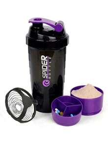 1 bình nước thể thao, cốc lắc 3 lớp dùng cho bột protein ở nhiệt độ thấp, thích hợp cho tập luyện thể dục, du lịch ngoài trời và làm quà tặng, quà sinh nhật. - Nhiều màu - Xem 3