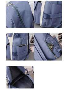 Baila Morena Kit Of 5 Bags With Tag, Buckle, School Backpack, Multi-Pocket Tote Bag, Shoulder Bag, Crossbody Bag, Pencil Case, Coin Purse, Multifunctional, Adjustable Strap, Pendant, Brooch - Rosa Ursinho - 查看 7