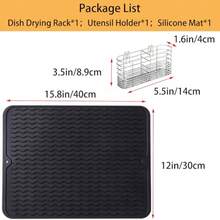 Stainless Steel Dish Drying Rack 15.2"L X 11"W X 5.3"H Expandable Fruit And Vegetable Drain Rack Over Sink Dish Drainer Rack In Sink With Stainless Steel Utensil Holder And Silicone Mat(16") - Nhỏ[15 X 8.3"] - Xem 2