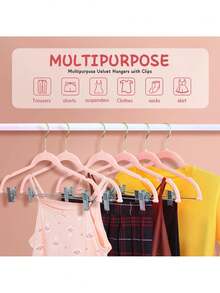 Hangers 14 Pack With Clips - Non-Slip Heavy-Duty  Hangers For Shirts, Pants, Skirts, Dresses, Jackets, Coats - Pink (Gold Hook),39830297 - 粉色 - 查看 6
