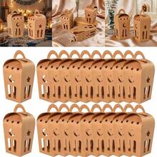 10pcs Eid Mubarak Gift Boxes, Crescent Moon Hollow Design Foldable Paper Boxes, Islamic Ramadan Strength Paper Candy Cookie Packaging Boxes With Handle, Ramadan Gift Boxes, Suitable For Birthday, Wedding, Ramadan, Party Gifts | Light Brown - Multicolor - View 11