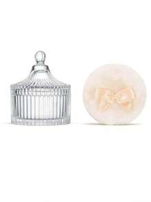 Hộp đựng mỹ phẩm bằng thủy tinh trong suốt có vân sọc kèm nắp và bông phấn mềm mại, hộp đựng mỹ phẩm và trang sức sang trọng kiểu Victoria, trang trí phòng tắm thanh lịch, hộp phấn trang trí có vân sọc, hộp đựng mỹ phẩm cổ điển, vật dụng cần thiết cho bàn trang điểm, quà tặng đựng mỹ phẩm lý tưởng cho phụ nữ, hộp đựng bông phấn. - Trong sáng - Xem 8