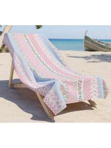 29x58in Floral Gingham Pattern Beach Towel, Cottagecore Shabby Chic Love Shack Inspired, Gift For Girl, Graduation, End Of School, Birthday, Gift For MOM, Aesthetic Summer Vibes, Poolside Or Beach Must-Have - 1 - View 3