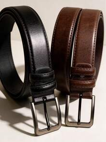 2pcs /1pc Father's Day Gift Men's Leather Needle Buckle Casual Retro Belt Youth Jeans Belt, Father's Day Gift Valentine's Day - Multicolor - View 8